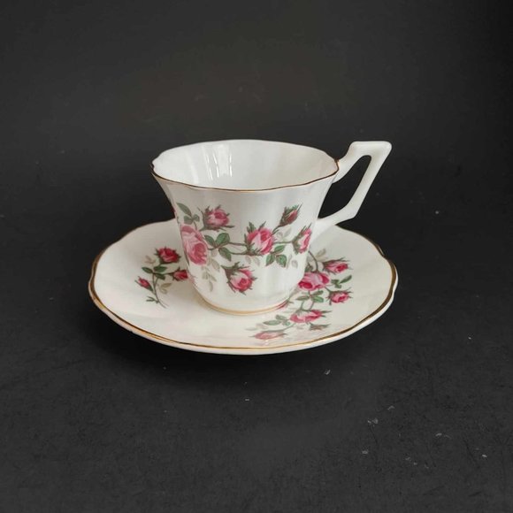 Vintage Consort English Teacup and Saucer Pink Roses Fine Bone China England - Picture 1 of 8